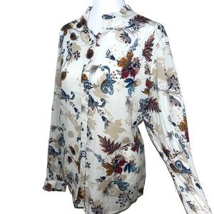 St. John’s Bay Button Down Floral Top Size Large NWOT